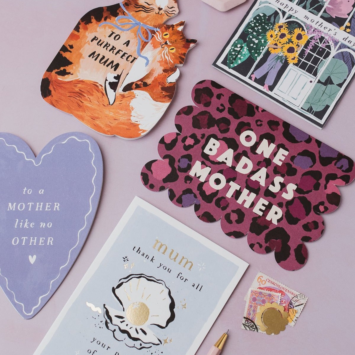 Badass Mother leopard print card shown in detail