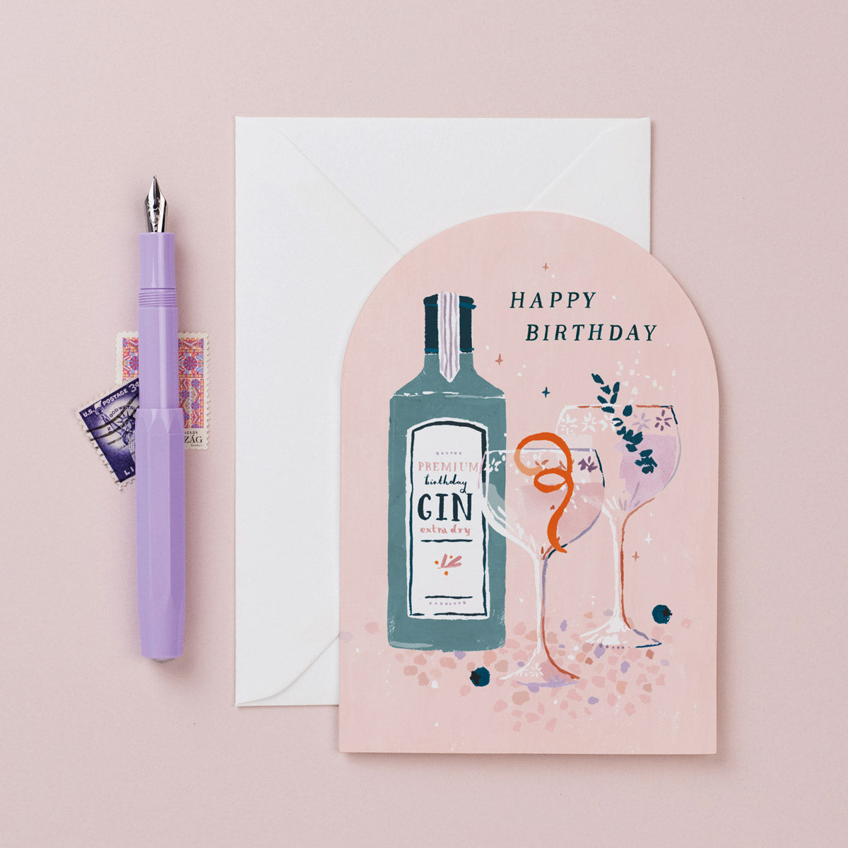 A charming cocktail birthday card for the gin lover from the Nevada collection at Sister Paper Co.