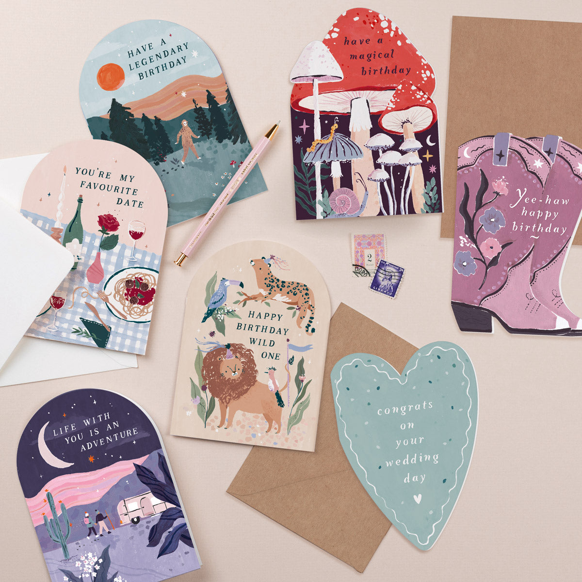 Heart shape wedding card for newlyweds