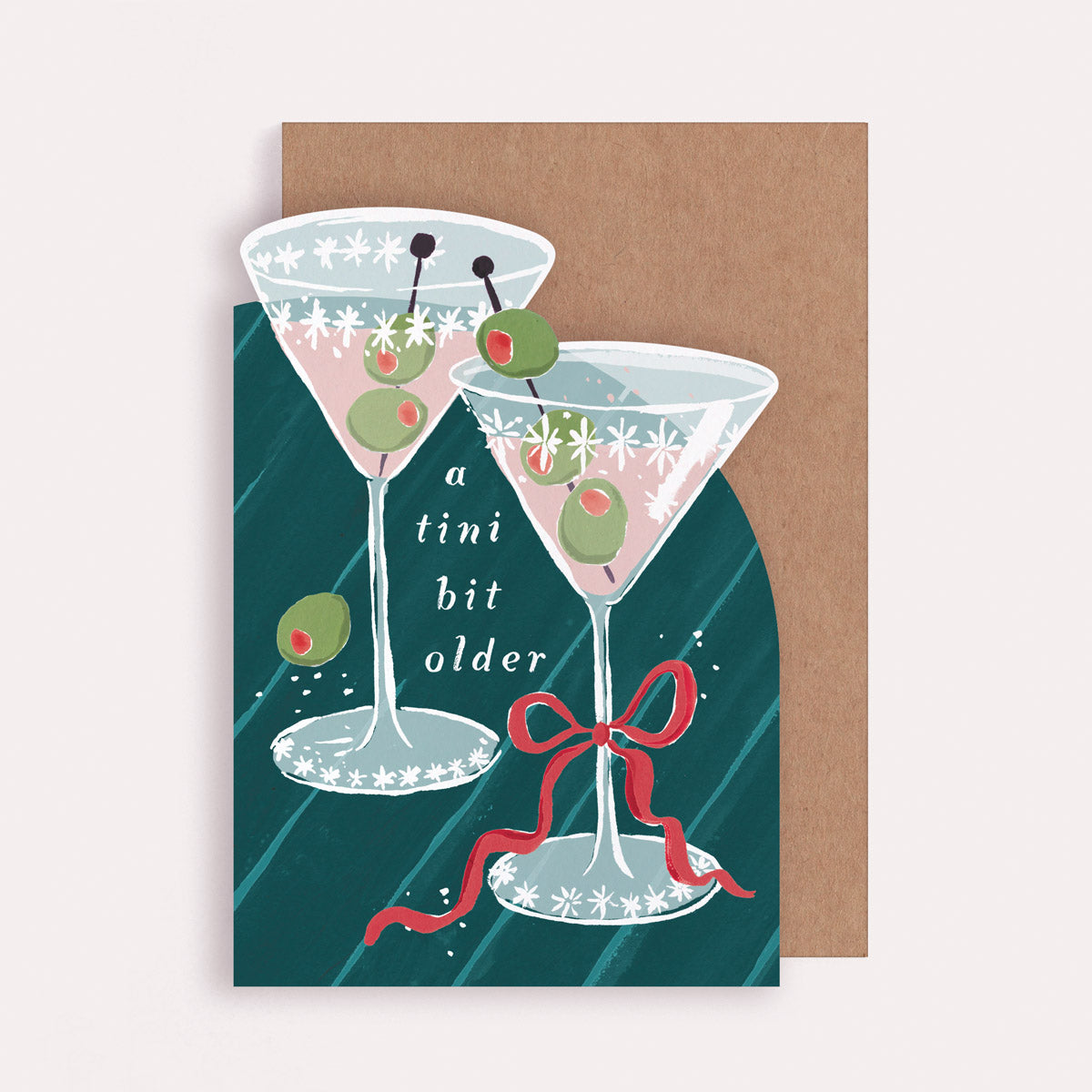Martini Birthday Card with the caption ' a tini bit older'