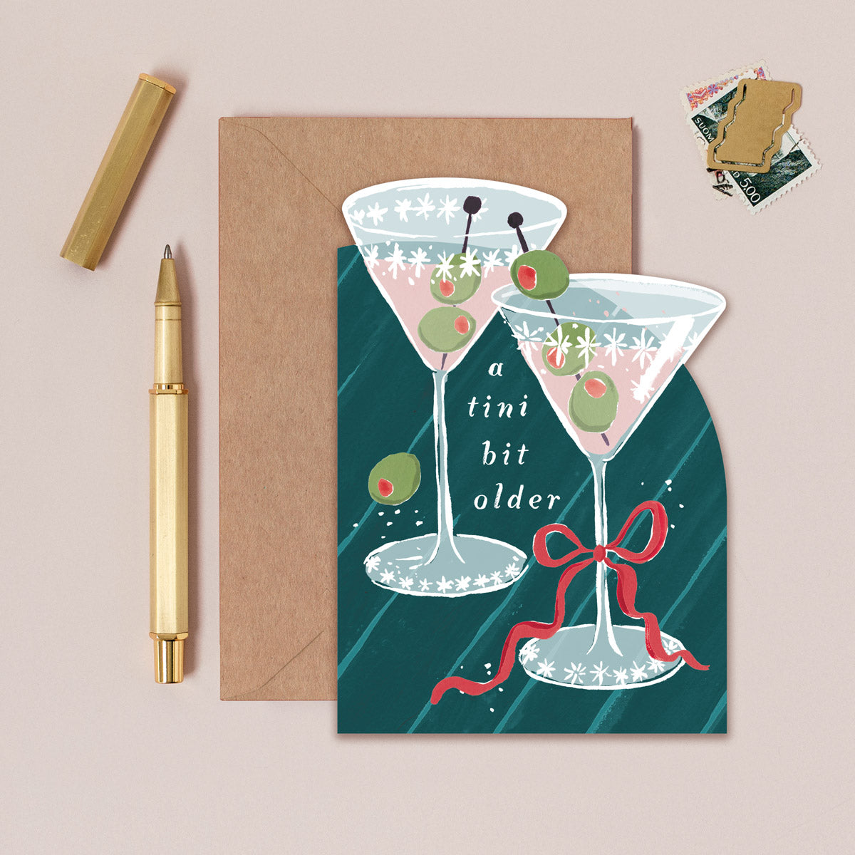 Cocktails martini Birthday card with the caption a tini bit older