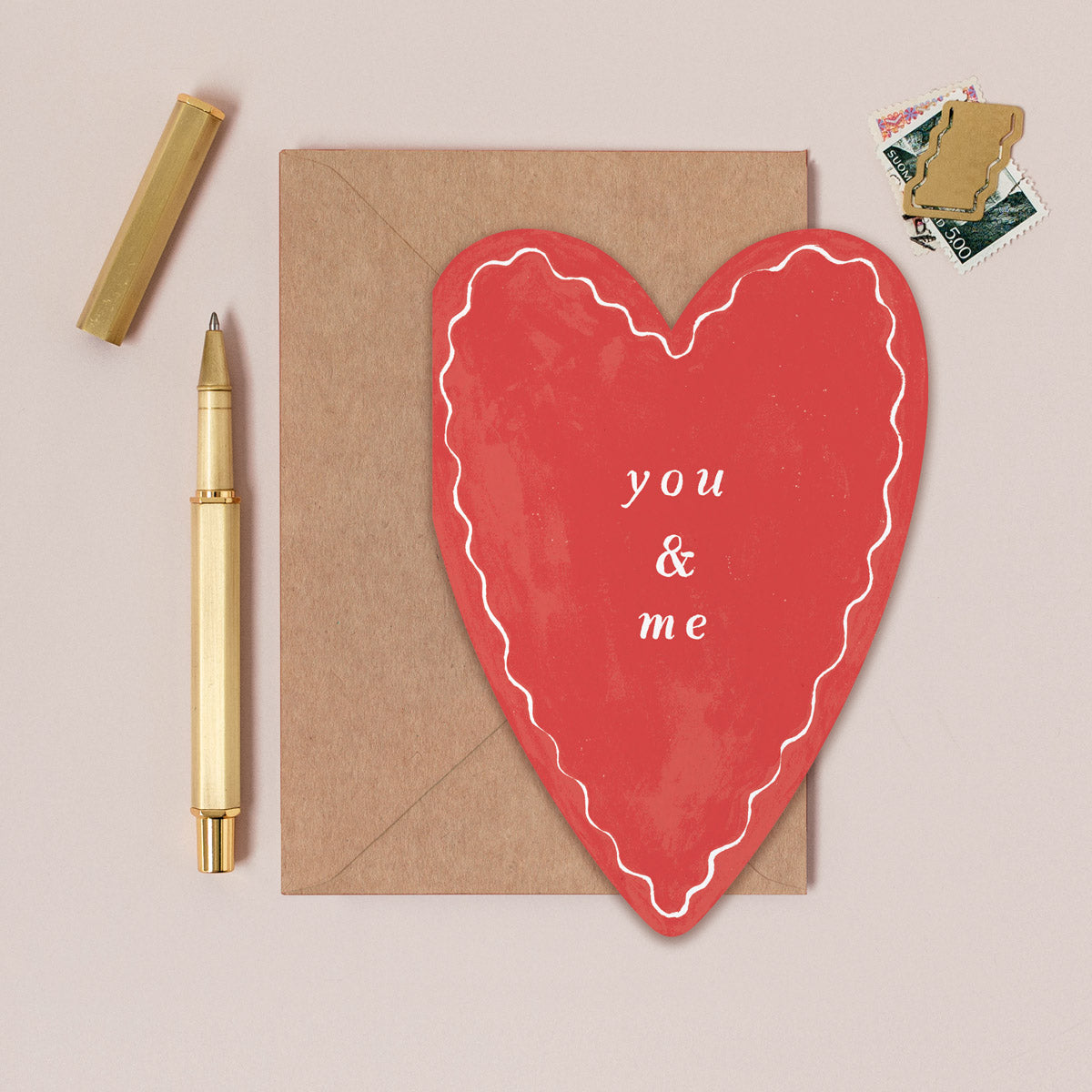 You and Me Heart Shape Valentine's card