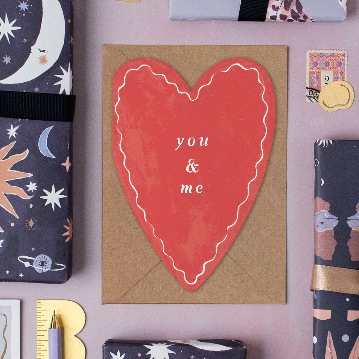 You and Me Heart Shape Valentine's card