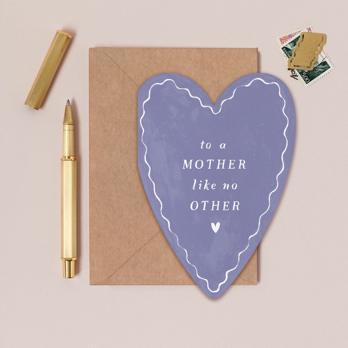 Mother Like No Other Mothers day card cut into a heart shape