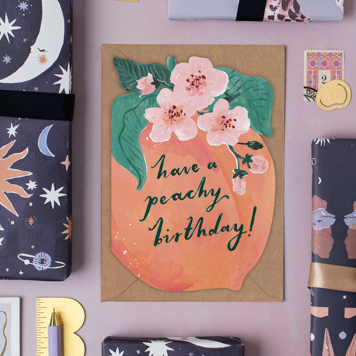 Peach birthday card by Sister Paper Co