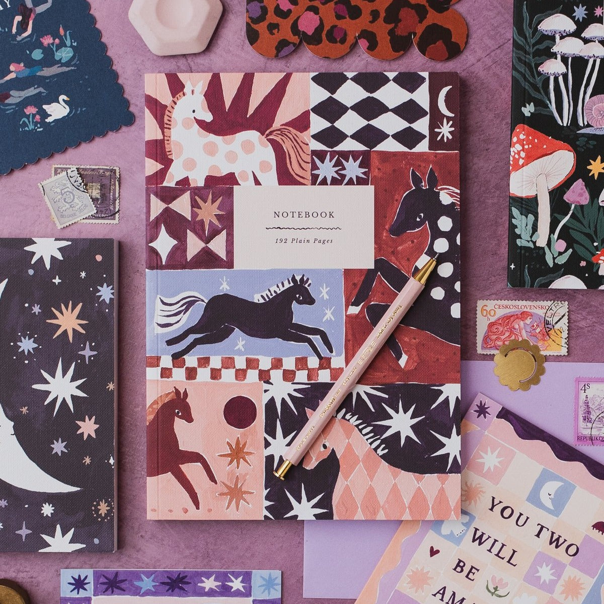 Wild & Free horse notebook styled with props