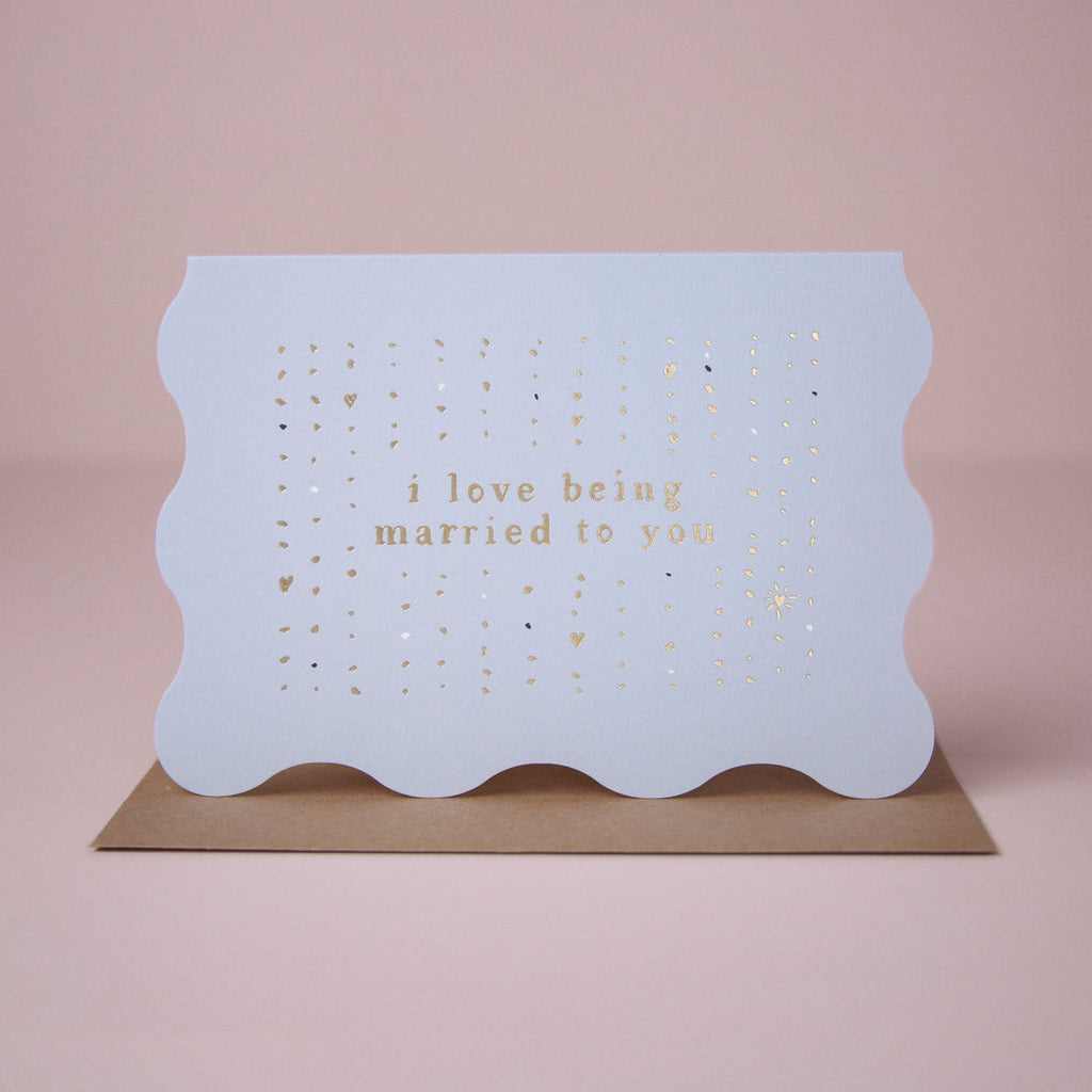 A anniversary card featuring luxe stamped gold foil details from the Cosmique range of greeting cards from Sister Paper Co.
