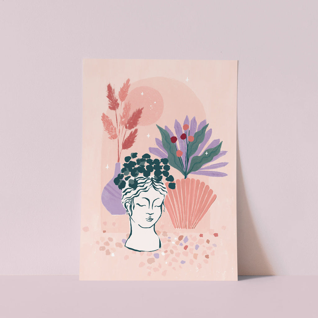 Modern art print with dried flowers and houseplants illustration from the gallery wall art collection at Sister Paper Co.