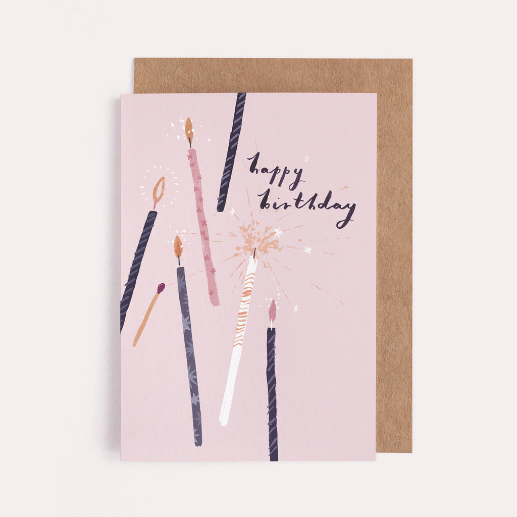 Candles and sparklers on a female friend birthday card from the female birthday card collection at Sister Paper Co.
