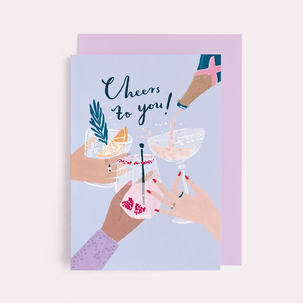 Illustrated gin and prosecco on a female birthday card from the birthday cards for women collection at Sister Paper Co.
