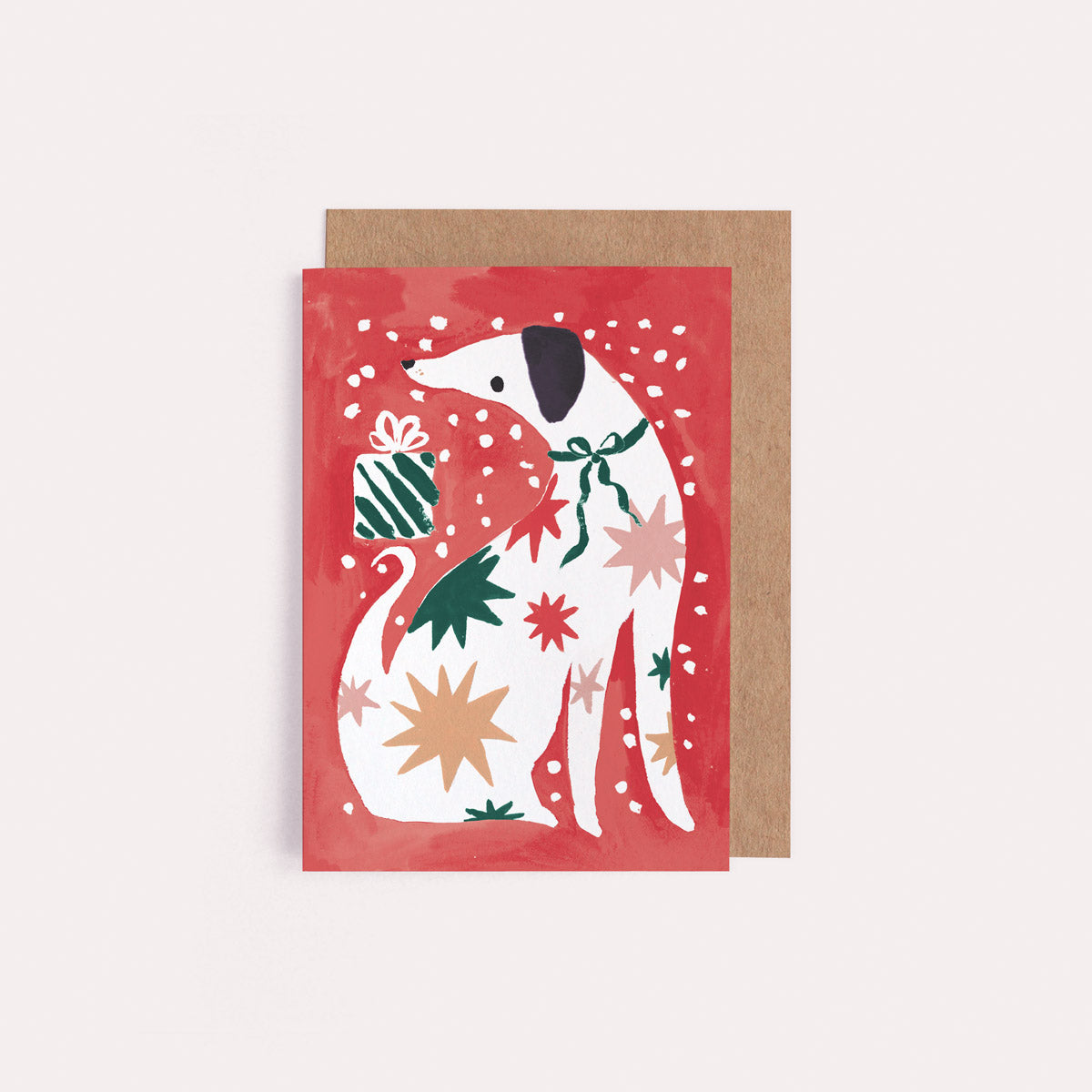 A mini Christmas card with an illustrated dog from the mini Christmas card collection at Sister Paper Co.