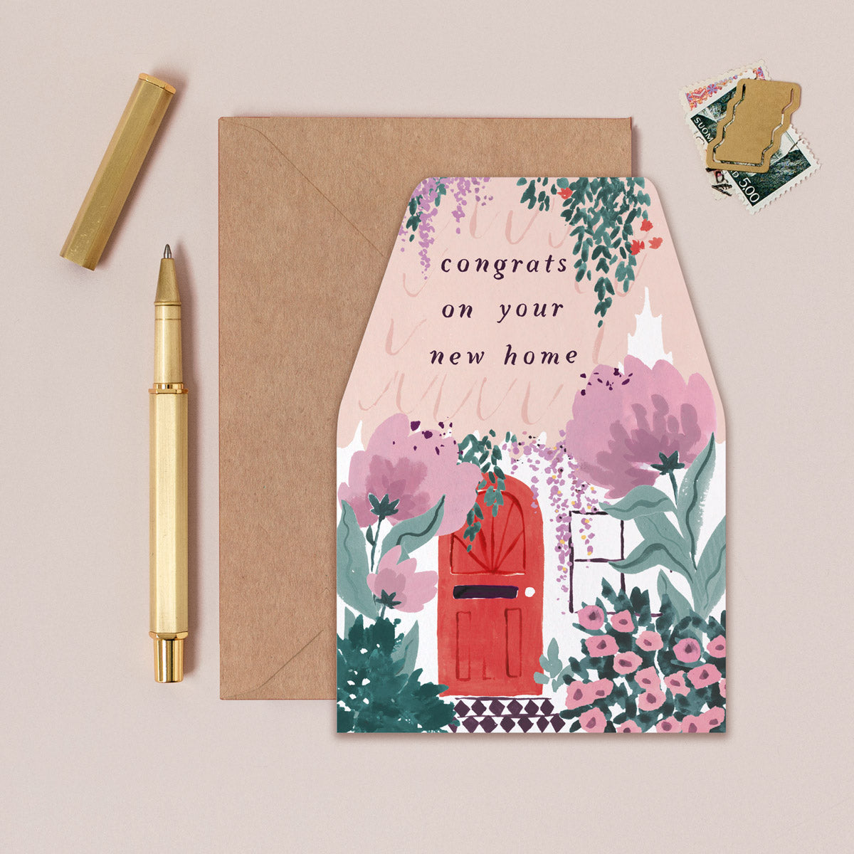 House shape new home or housewarming card