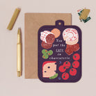 Charcuterie board love card design shown close up