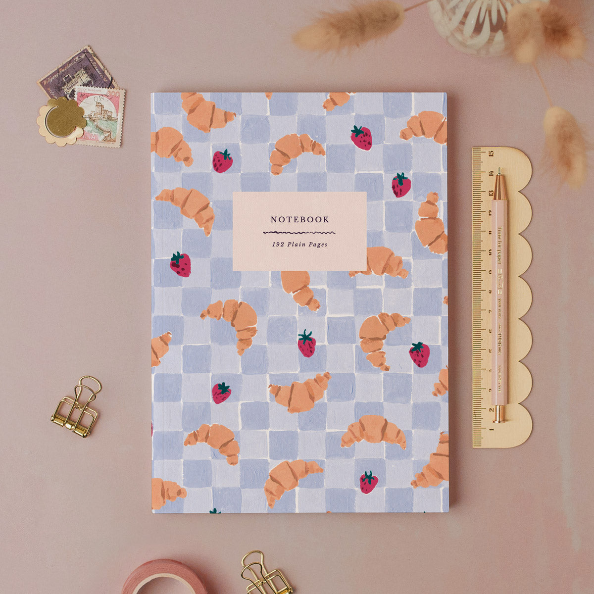 Croissant Cafe notebook shown from the back