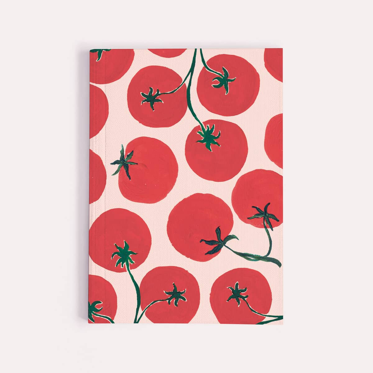 Tomato pocket notebook, A6 plain page journal with a hand-painted tomatoes cover