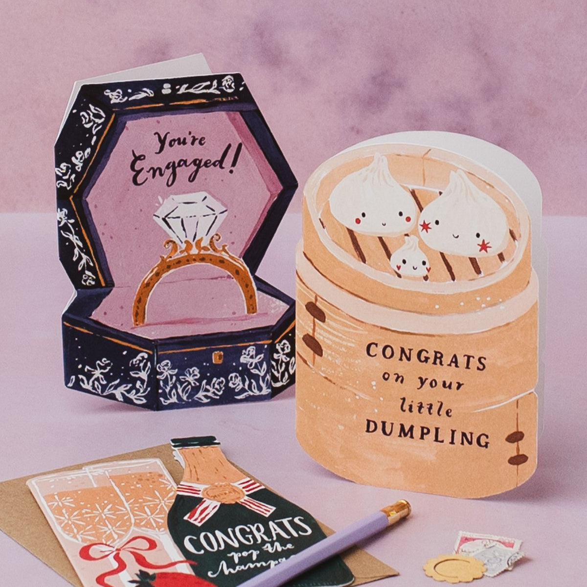 Sister Paper Co new baby cards displayed together
