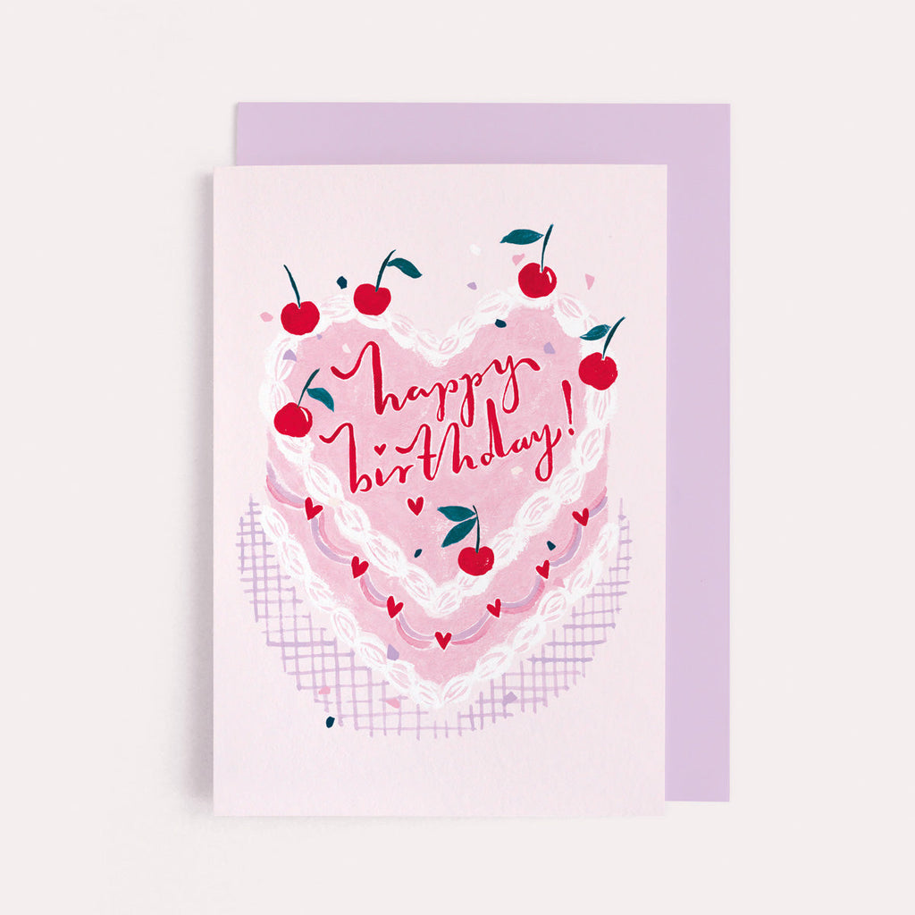 A buttercream iced birthday cake on a womens birthday card from the female friend birthday card collection at Sister Paper Co.