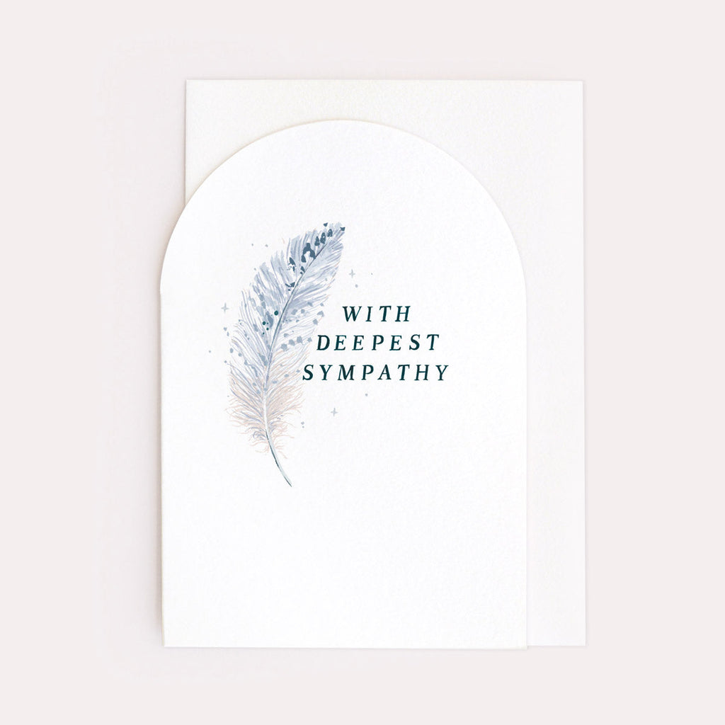 A sympathy card featuring a feather from Sister Paper Co. 