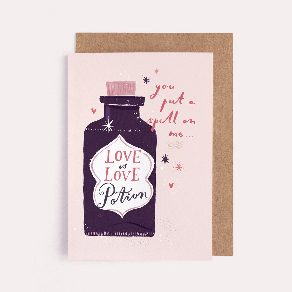 A hand painted love card for Valentine's Day or Anniversaries with the words  "You put a spell on me".