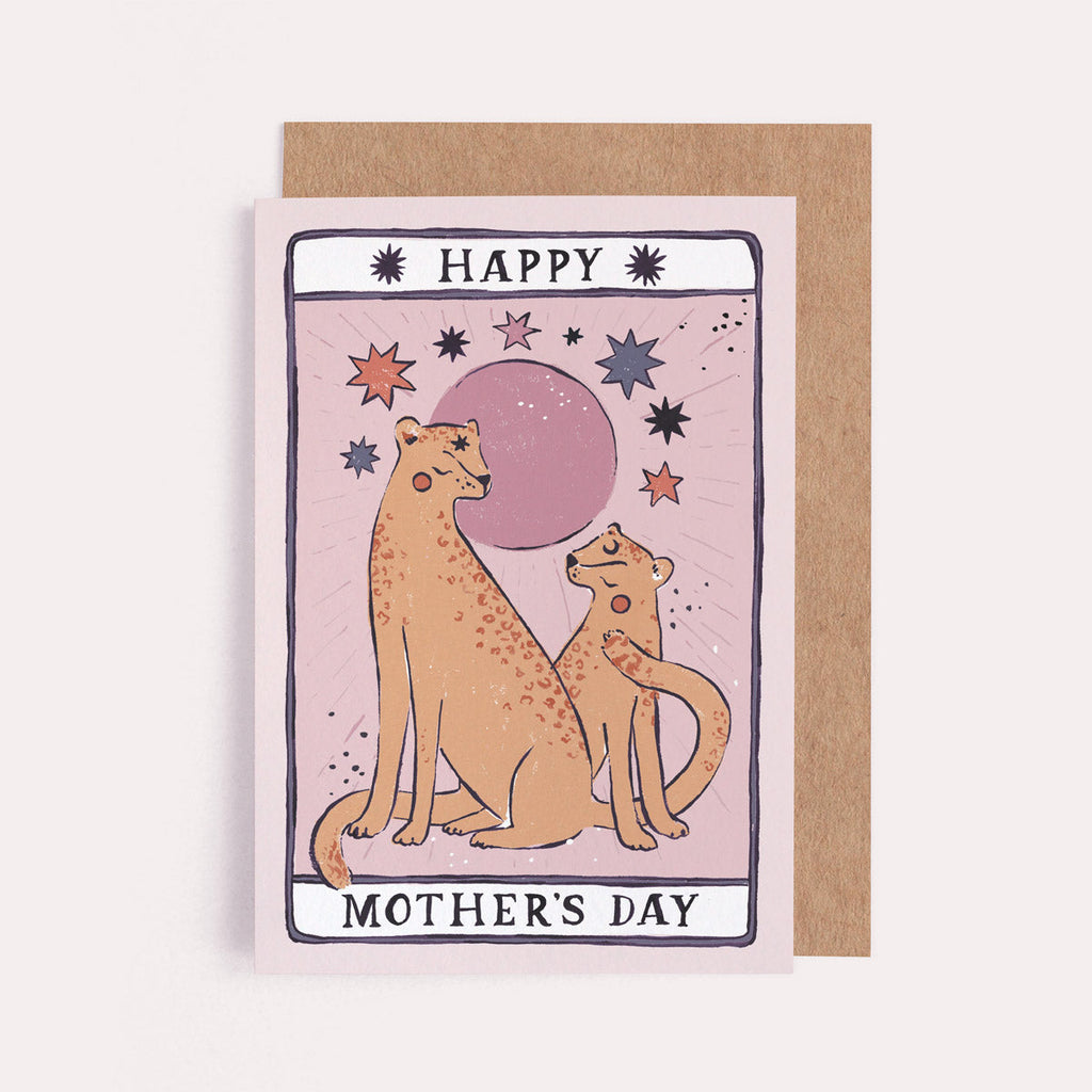 Happy Mother's Day to all proud lionesses with this Mother's day card from the Tarot Collection at Sister Paper Co. Featuring a mama lion and her cub.